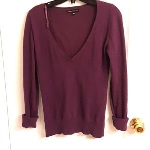V-neck purple sweater